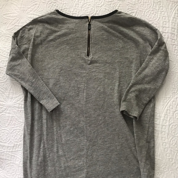 Grey Medium Length Shirt leather trim - Picture 2 of 2